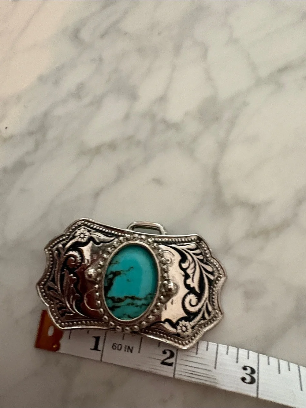 Turquoise Stone Western Silver-Tone Hair Barrette - Unbranded